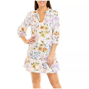Crown & Ivy Tropic Peasant Dress Floral Summer Womens XL Tropical Boho Vaca NWT
